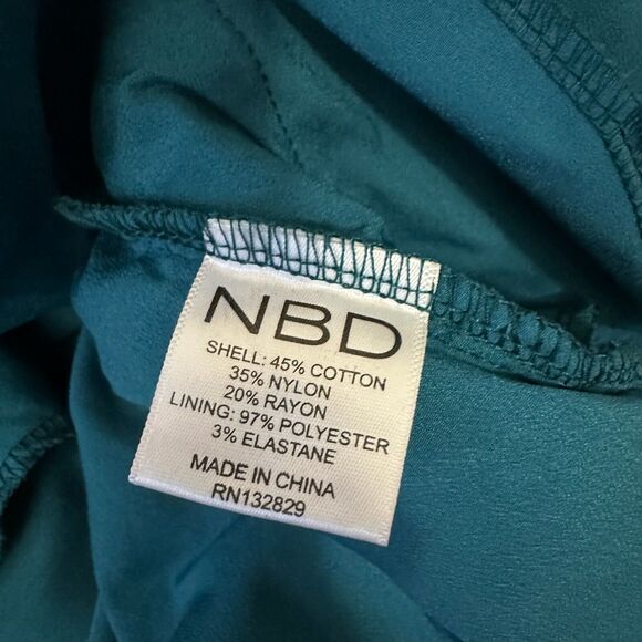 NWOT NBD REVOLVE Strappy Crossback Lace Mini Dress Fit & Flare Bluish Green - Picture 11 of 13